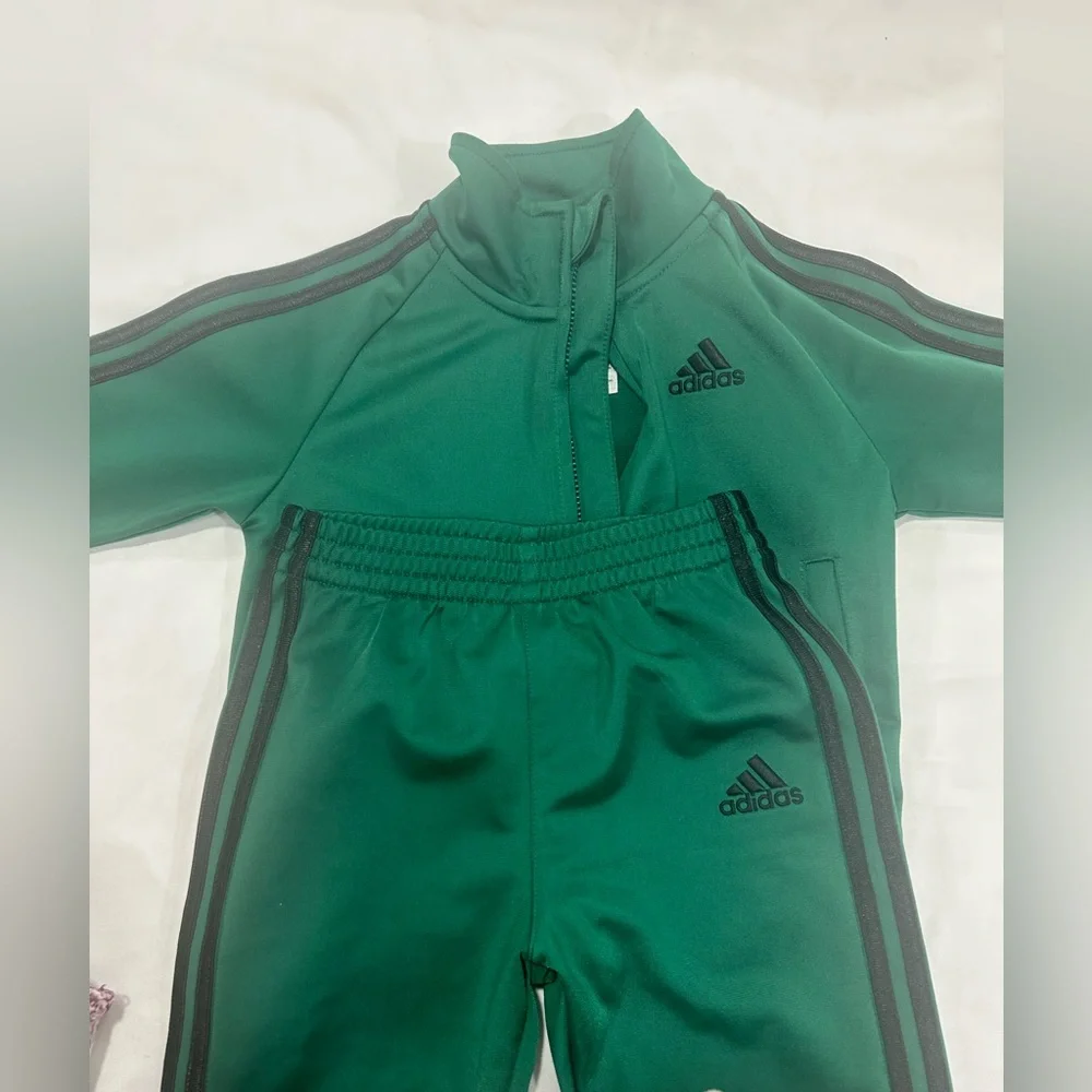 adidas Kids Green and Black Rashguard Two-Piece Swim Set